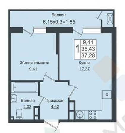 
   Продам 1-комнатную, 36.5 м², Западный Обход ул, 39/1к3

. Фото 22.