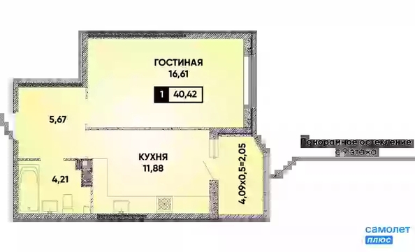 
   Продам 1-комнатную, 40.42 м², Губернский, литера 35

. Фото 16.