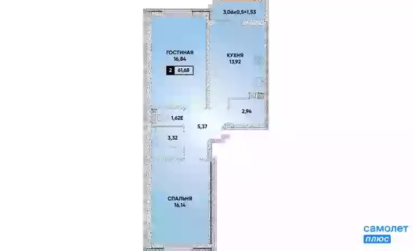 
   Продам 2-комнатную, 61.68 м², Губернский, литера 35

. Фото 16.