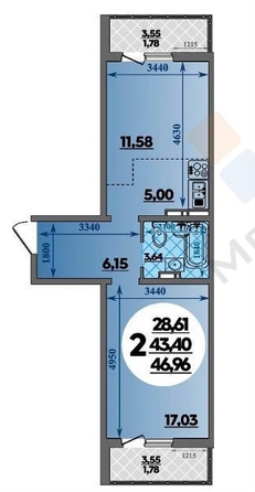 
   Продам 2-комнатную, 47 м², Героя Советского Союза Якова Кобзаря ул, 2

. Фото 26.