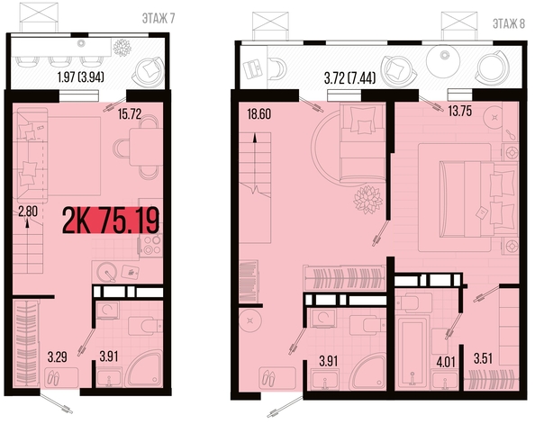 
   Продам 2-комнатную, 75.19 м², Цветной бульвар, литер 4

. Фото 4.