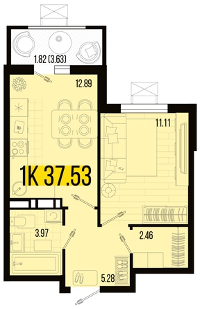 
   Продам 1-комнатную, 37.53 м², Цветной бульвар, литер 4

. Фото 4.