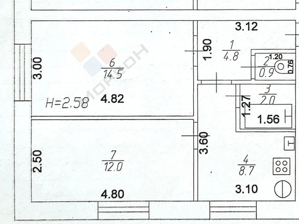 
   Продам 2-комнатную, 42.8 м², Российская ул, 794/1

. Фото 11.