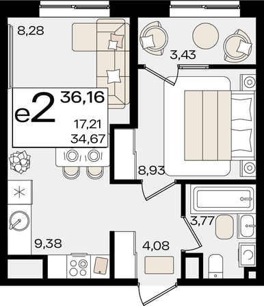 
   Продам 2-комнатную, 36.16 м², Патрики, литер 1.4

. Фото 10.