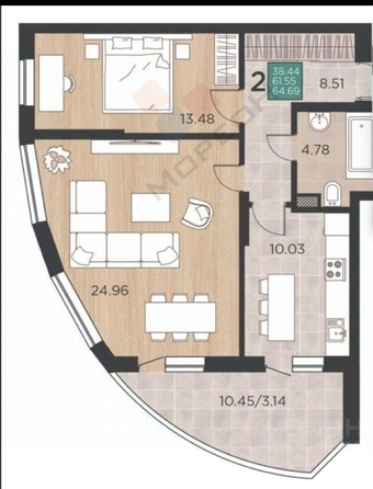 
   Продам 2-комнатную, 60.6 м², Командорская ул, 15

. Фото 22.