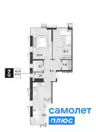 
   Продам 2-комнатную, 67.6 м², Парк Победы 2, литера 19

. Фото 6.