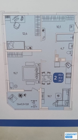 
   Продам 2-комнатную, 48 м², Любимово мкр, 11к1

. Фото 2.