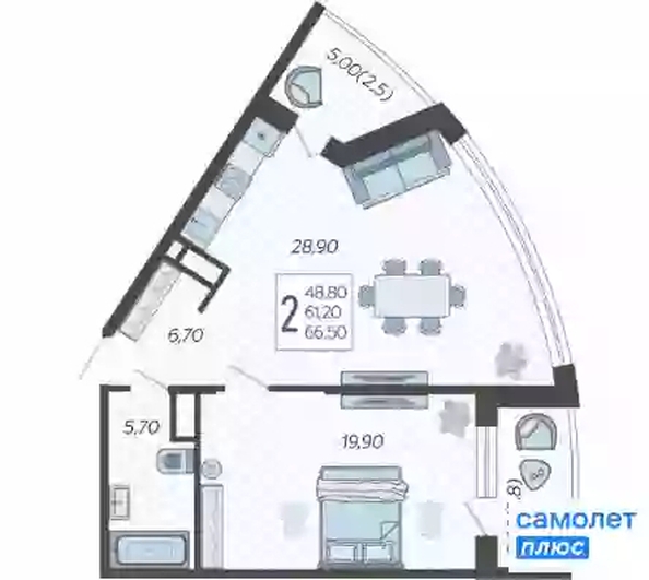 
   Продам 2-комнатную, 66.5 м², Садовое кольцо ул, 9к1

. Фото 10.