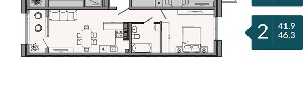 
   Продам 2-комнатную, 46.3 м², Ленина ул, 280А

. Фото 2.