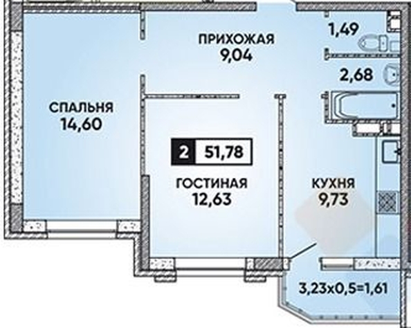 
   Продам 2-комнатную, 50.4 м², Григория Булгакова ул, 12к1

. Фото 12.