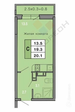 
   Продам студию, 21.6 м², Ивана Рослого ул, 16к1

. Фото 8.