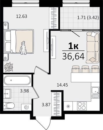 
   Продам 1-комнатную, 105.85 м², Патрики, литер 4.1

. Фото 4.