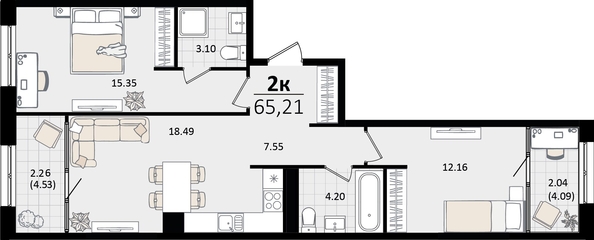 
   Продам 1-комнатную, 112.95 м², Патрики, литер 4.1

. Фото 4.