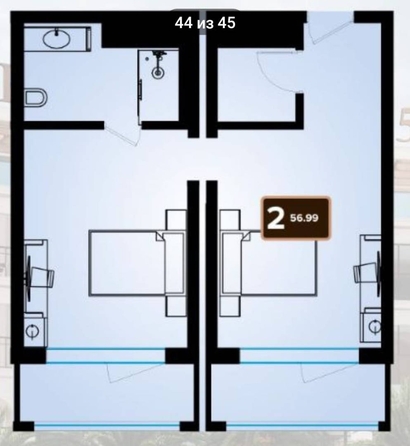 
   Продам 2-комнатную, 46.66 м², Хризантем ул, 10/2

. Фото 51.