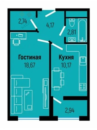 
   Продам 1-комнатную, 38.9 м², Железнодорожная ул, 23/1

. Фото 10.