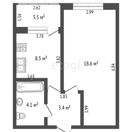 
   Продам 1-комнатную, 35.1 м², Заполярная ул, 39/10

. Фото 8.