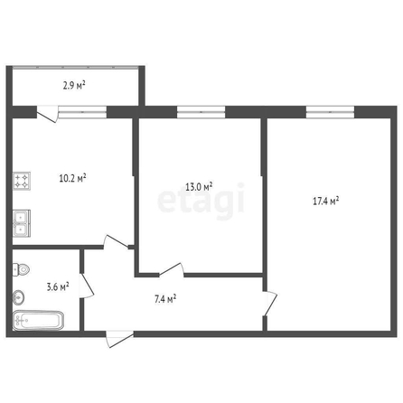 
   Продам 2-комнатную, 51.6 м², Западный Обход ул, 65/1

. Фото 12.