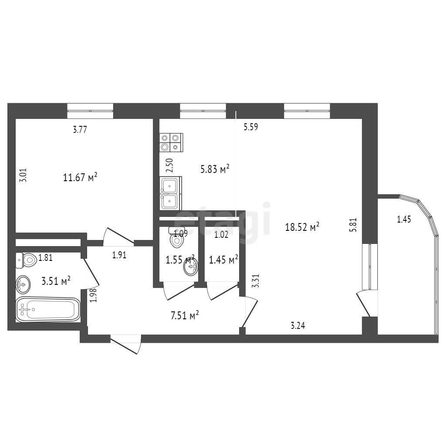 
   Продам 1-комнатную, 54.6 м², Конгрессная ул, 19/3

. Фото 33.