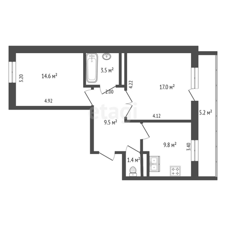 
   Продам 2-комнатную, 56 м², Античная ул, 2

. Фото 11.