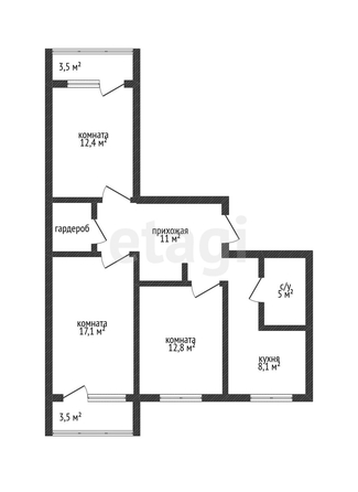 
   Продам 3-комнатную, 69.6 м², Уральская ул, 180

. Фото 11.