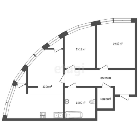 
   Продам 3-комнатную, 104 м², Кубанская Набережная ул, 39

. Фото 12.