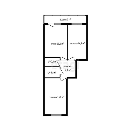 
   Продам 2-комнатную, 59.6 м², Старокубанская ул, 123а

. Фото 8.