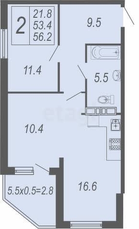 
   Продам 2-комнатную, 52.1 м², Адмиралтейский б-р, 3/1

. Фото 28.