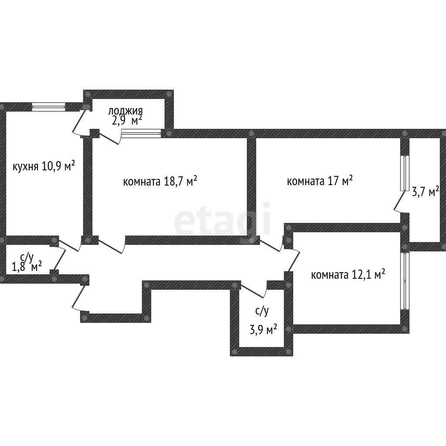 
   Продам 3-комнатную, 74.4 м², Византийская ул, 5

. Фото 18.