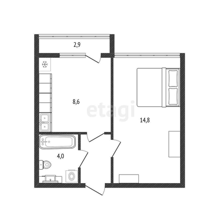 
   Продам 1-комнатную, 32.7 м², Домбайская ул, 55/3

. Фото 9.