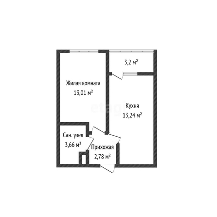 
   Продам 1-комнатную, 34.29 м², Лучший, литер 1

. Фото 1.