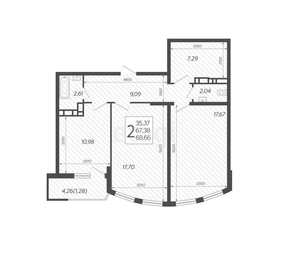 
   Продам 2-комнатную, 68.7 м², Режиссёр, литера 3

. Фото 6.