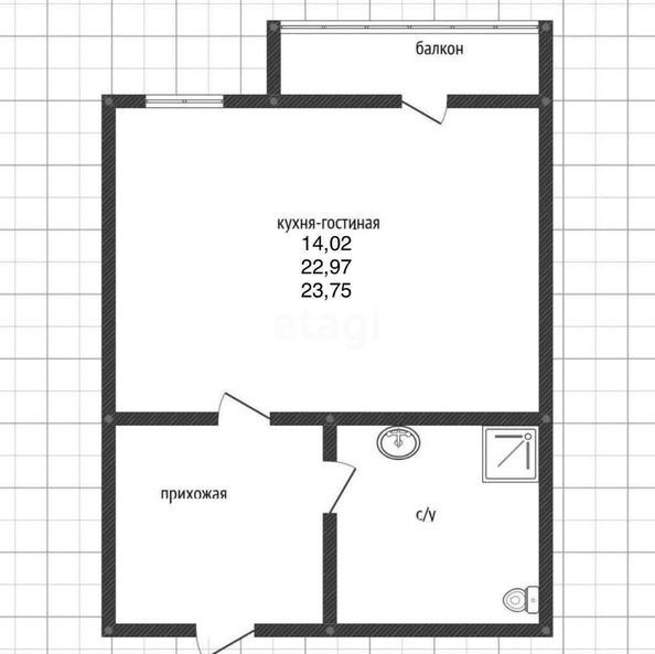 
   Продам студию, 23.75 м², Гулливер, литера 1

. Фото 1.