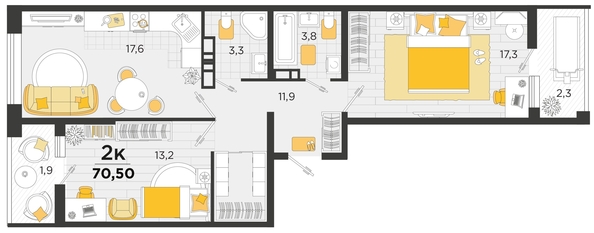 
   Продам 2-комнатную, 70.1 м², Мачуги В.Н. ул, 166А к1

. Фото 4.