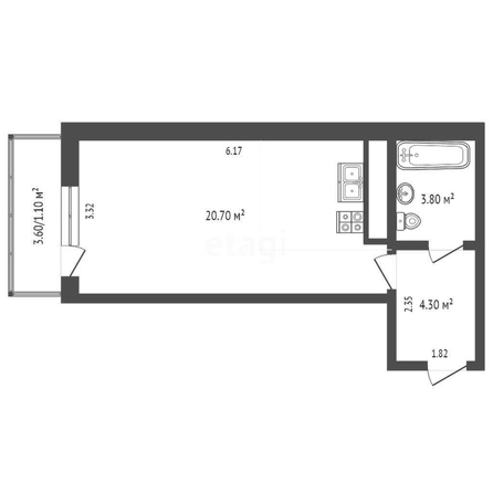 
   Продам студию, 23.4 м², Ярославская ул, 115

. Фото 1.