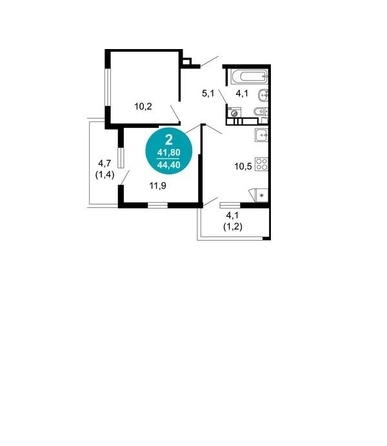 
   Продам 2-комнатную, 44.4 м², Искры ул, 66/10

. Фото 2.