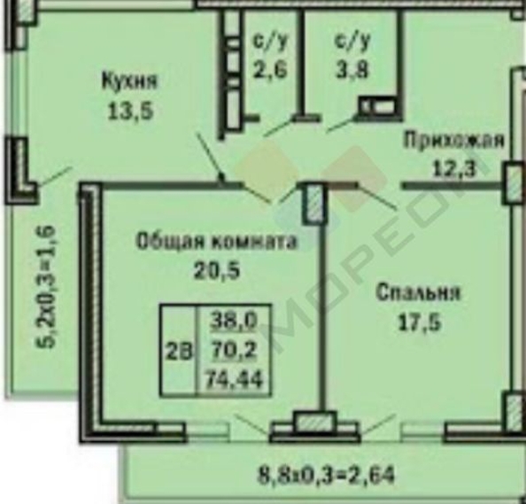 
   Продам 2-комнатную, 68.5 м², Дальняя ул, 4/2к2

. Фото 36.