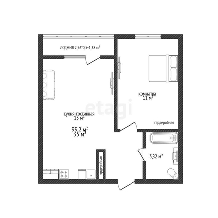 
   Продам 1-комнатную, 33.2 м², Скандинавская ул, 1/2

. Фото 16.