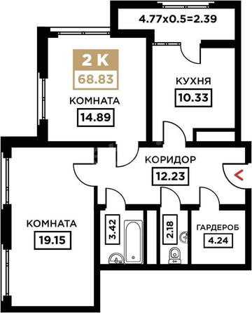 
   Продам 2-комнатную, 66.5 м², Школьная ул, 1

. Фото 1.