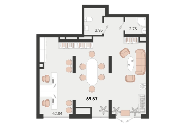 
   Продам офис, 69.57 м², Родные просторы, литера 13

. Фото 1.