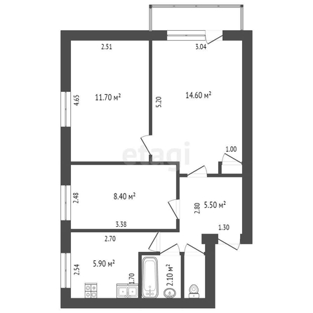 
   Продам 2-комнатную, 51 м², Севастопольская ул, 3

. Фото 7.