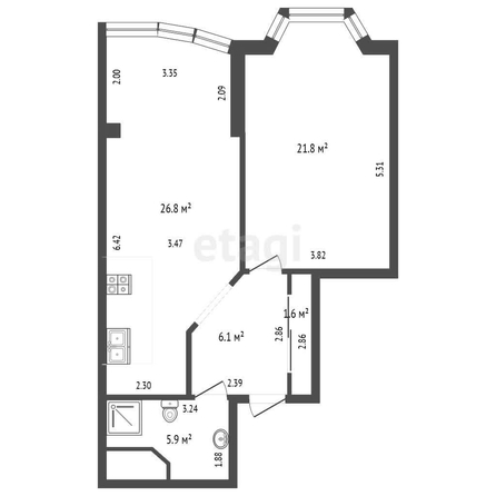 
   Продам 2-комнатную, 62.2 м², Рождественская Набережная ул, 2

. Фото 15.