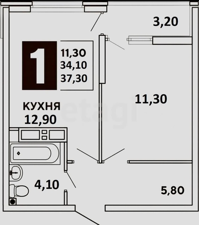 
   Продам 1-комнатную, 34.1 м², Западный Обход ул, 39/2  3

. Фото 16.