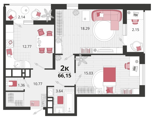 
   Продам 2-комнатную, 66.15 м², Природная ул, 10Б к23

. Фото 4.