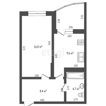 
   Продам 1-комнатную, 38.8 м², Кирилла Россинского ул, 3/1

. Фото 16.