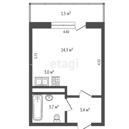 
   Продам студию, 25 м², Героя Ростовского ул, 8/7

. Фото 1.