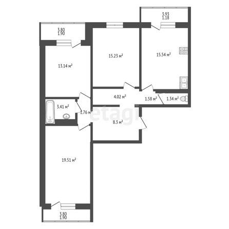 
   Продам 3-комнатную, 83.8 м², Валерия Гассия ул, 7

. Фото 23.