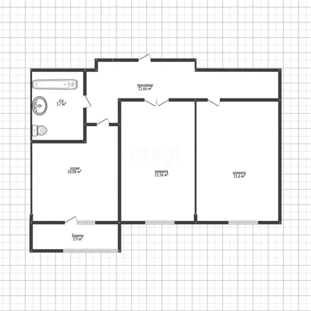 
   Продам 2-комнатную, 57.4 м², Уральская ул, 71/1

. Фото 1.