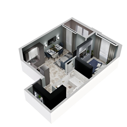 
  Продается 1-комн. квартира, 41.7 м², ЖК Зеленая территория, литера 1.1
. Фото 1.