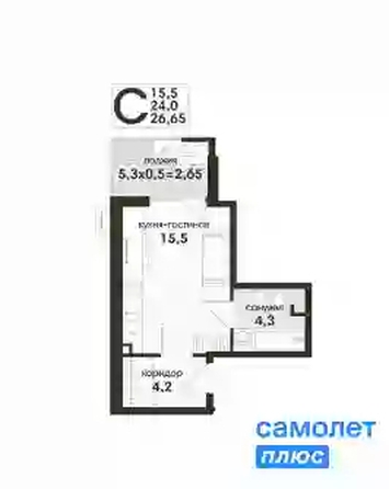 
  Продается студия 26.6 м², в ЖК Новая Елизаветка, литер 17. Фото 9.