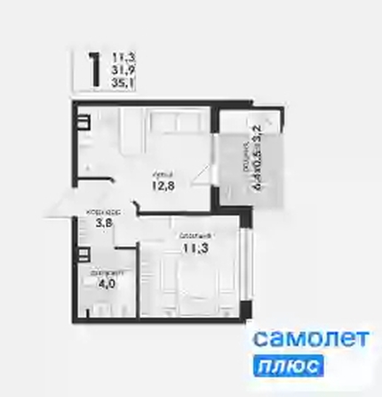 
  Продается 1-комн. квартира 35.1 м², в ЖК Новая Елизаветка, литер 17. Фото 9.